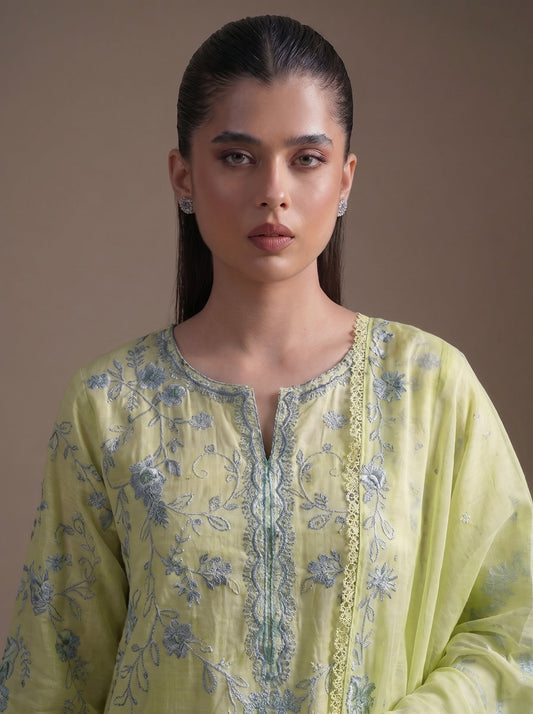Neemal Embroidered 3PC Lawn Cotton – Tea Green