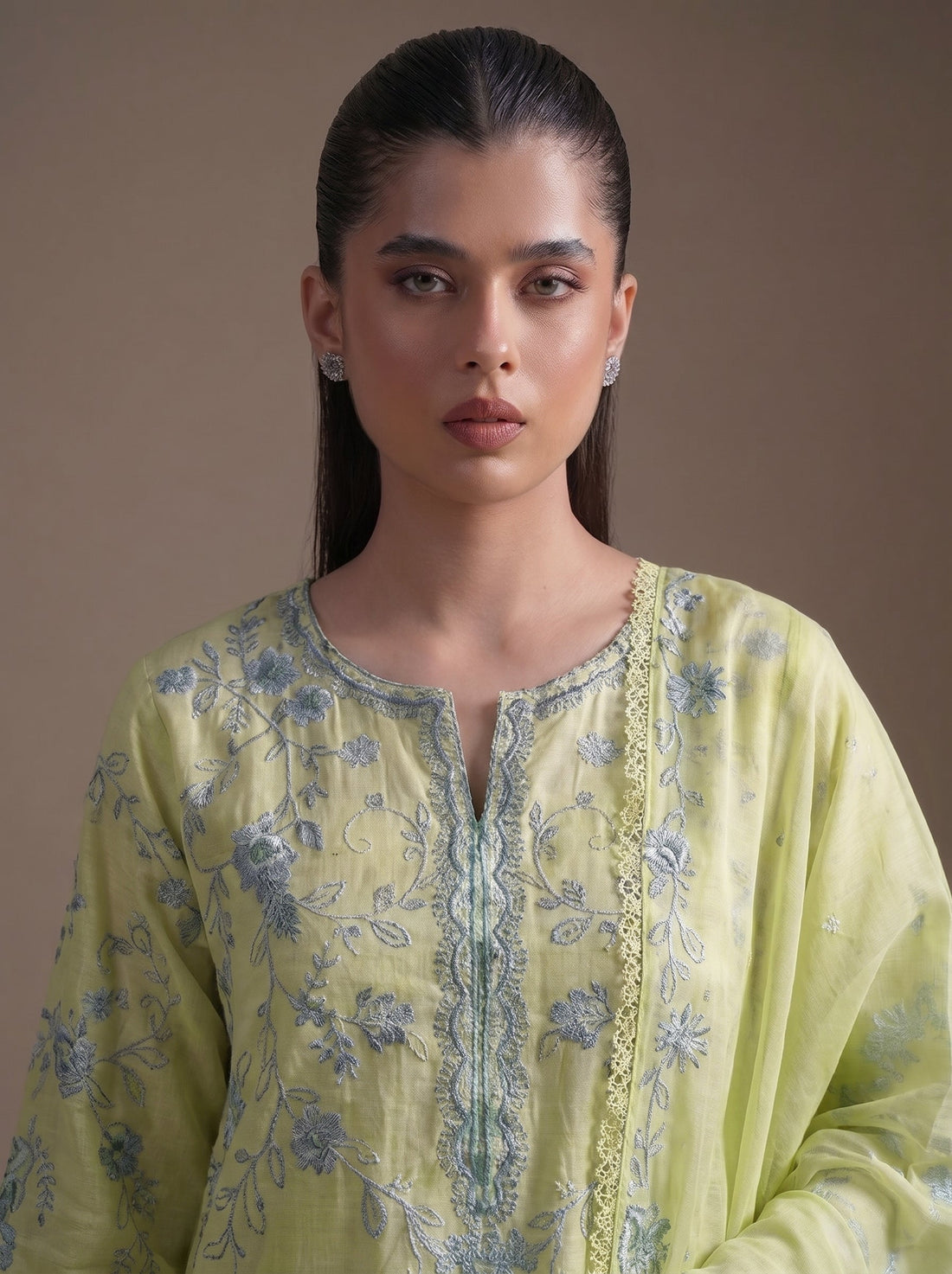 Neemal Embroidered 3PC Lawn Cotton – Tea Green