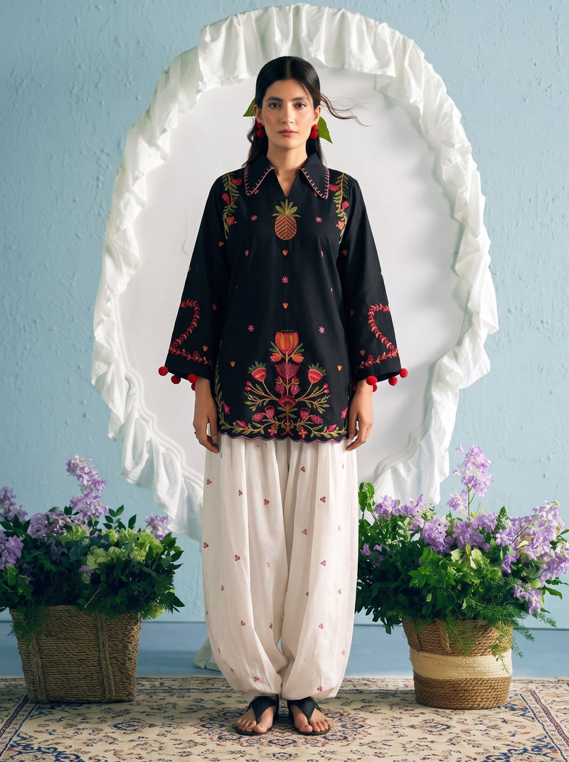 Zartaj Embroidered 2PC Lawn Cotton – Black & White