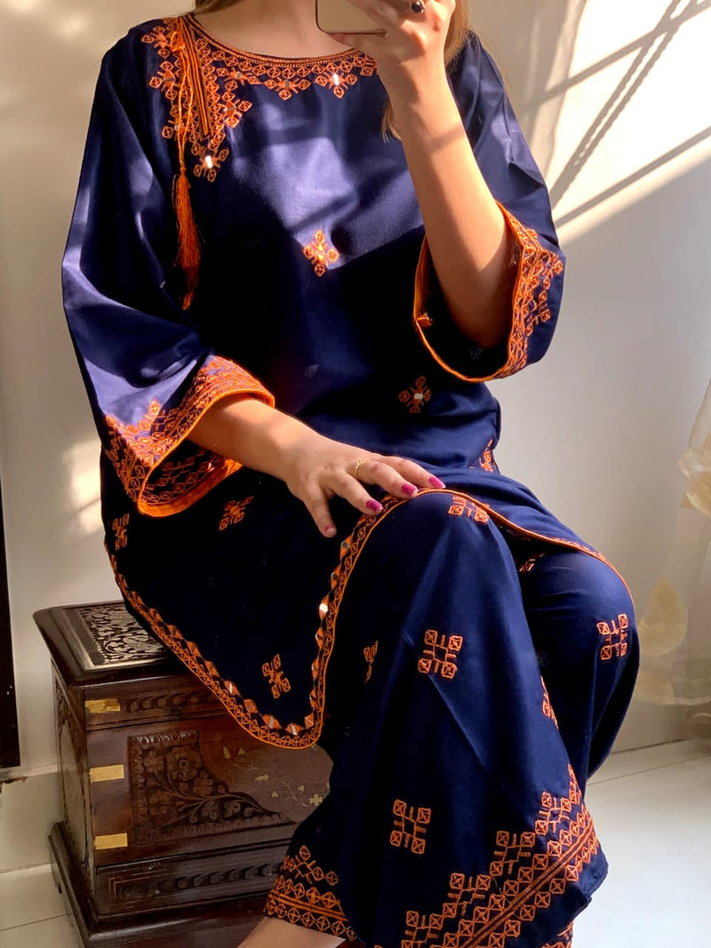 Balochi Embroided navy blue