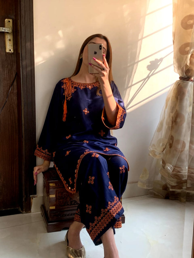 Balochi Embroided navy blue