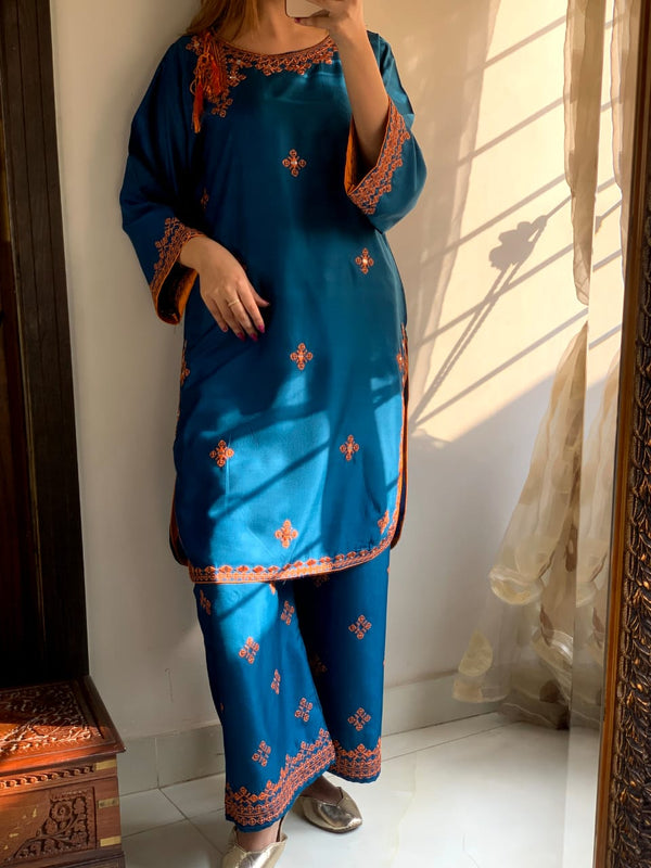 Balochi Embroided sky blue