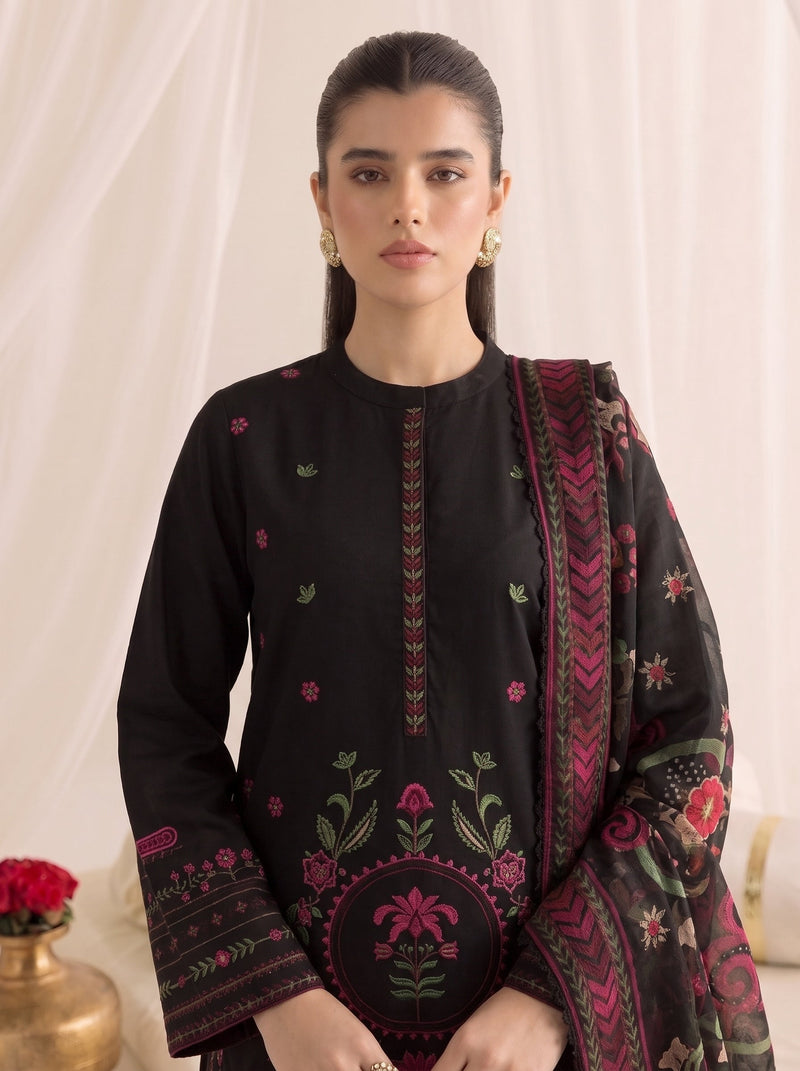 Skylight Black Embroidered 3PC Cotton Lawn