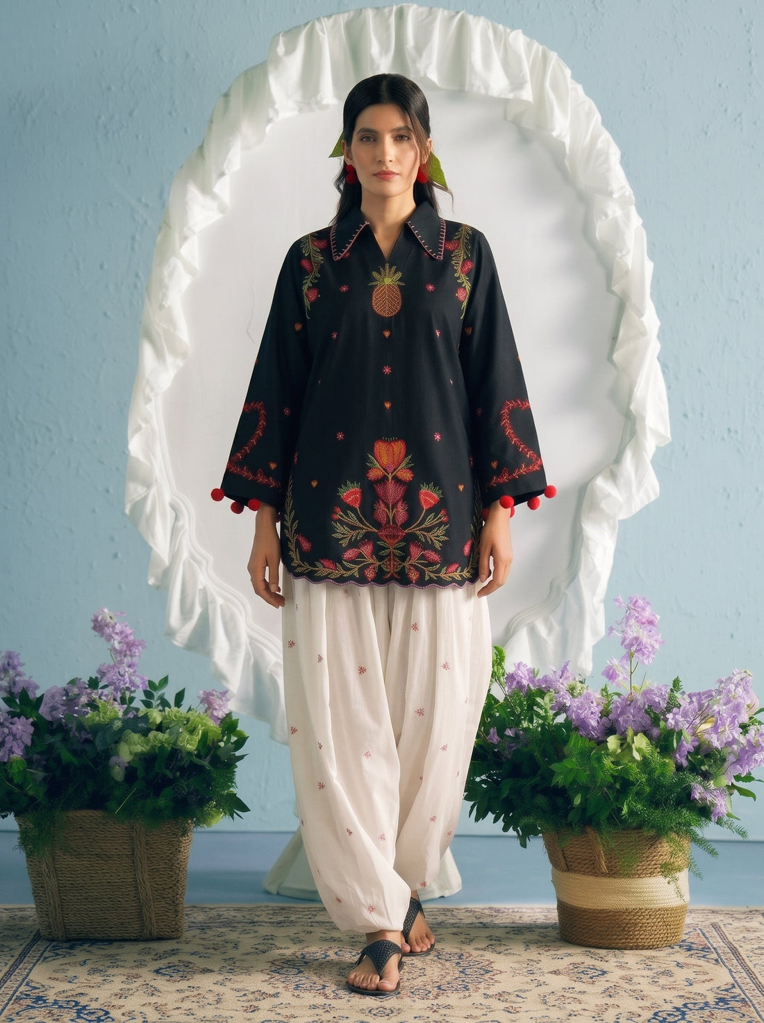 Zartaj Embroidered 2PC Lawn Cotton – Black & White