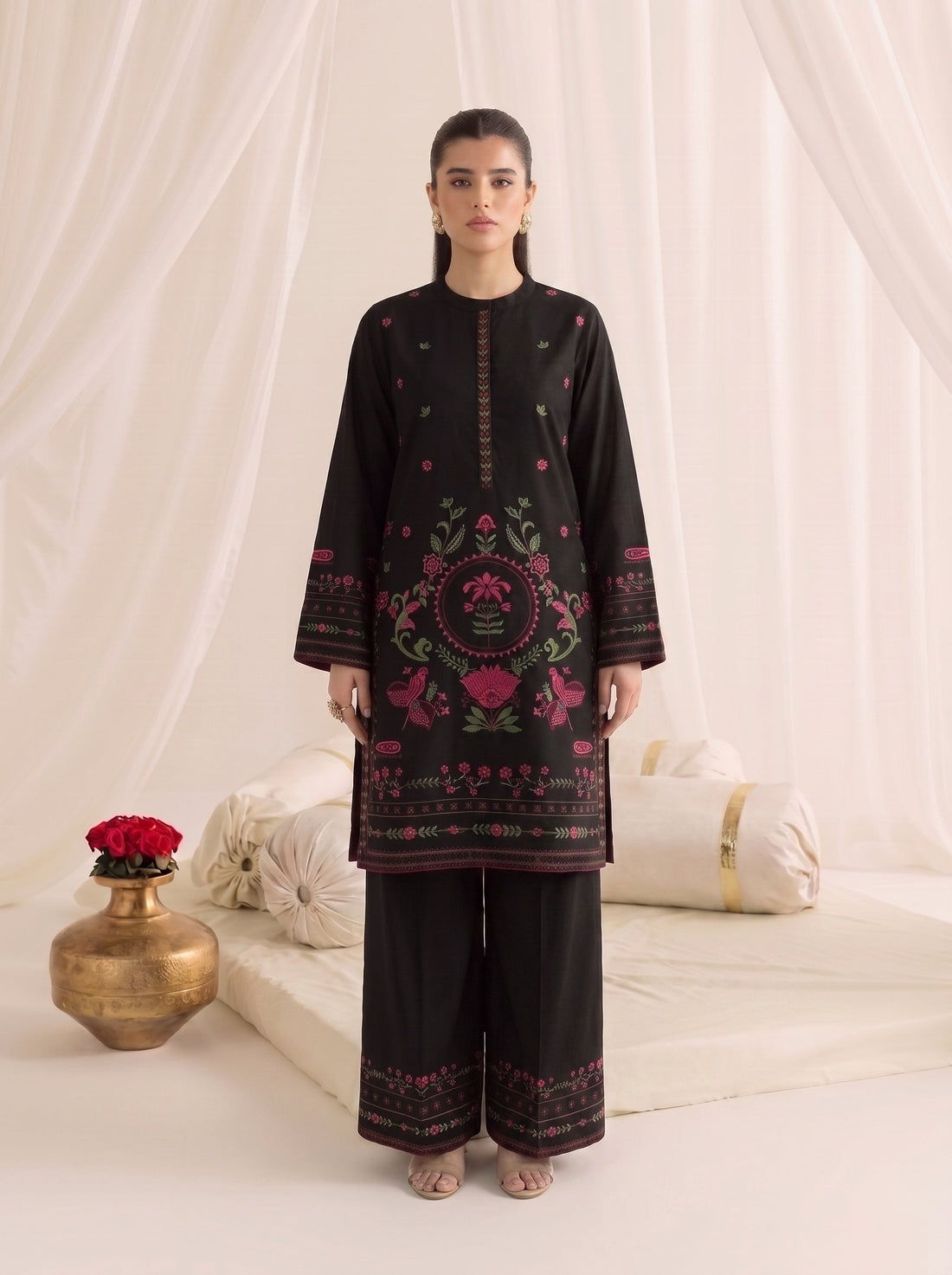 Skylight Black Embroidered 3PC Cotton Lawn