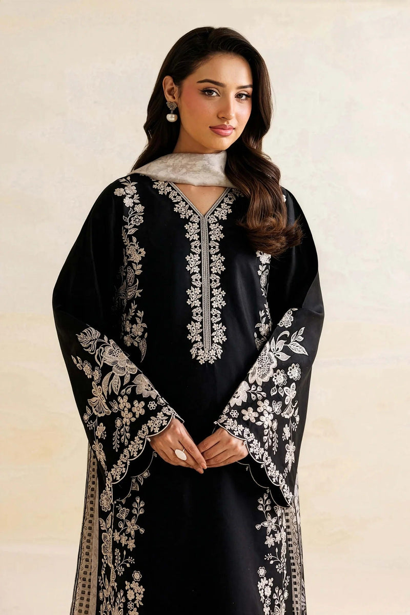 Mehar Bano Embroidered 3PC Lawn Cotton – Black