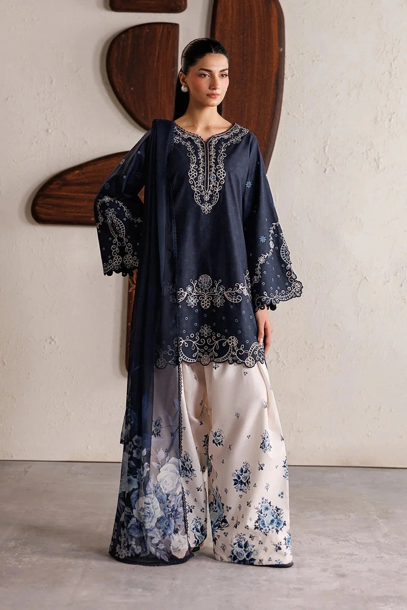 Gul-e-Jaan Navy Embroidered 3pc Lawn Suit